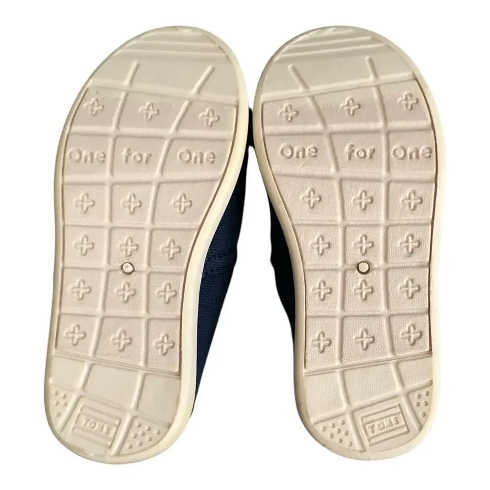 TOMS Alpargatas Toddler Boys Girls Size T 8 Navy Blue Canvas Shoes Hook & Loop
